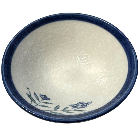 Blue Floral Ceramic Footed White Rice Bowl Matcha Chawan Tea Ceremonial Vessel - Picture 2 of 10